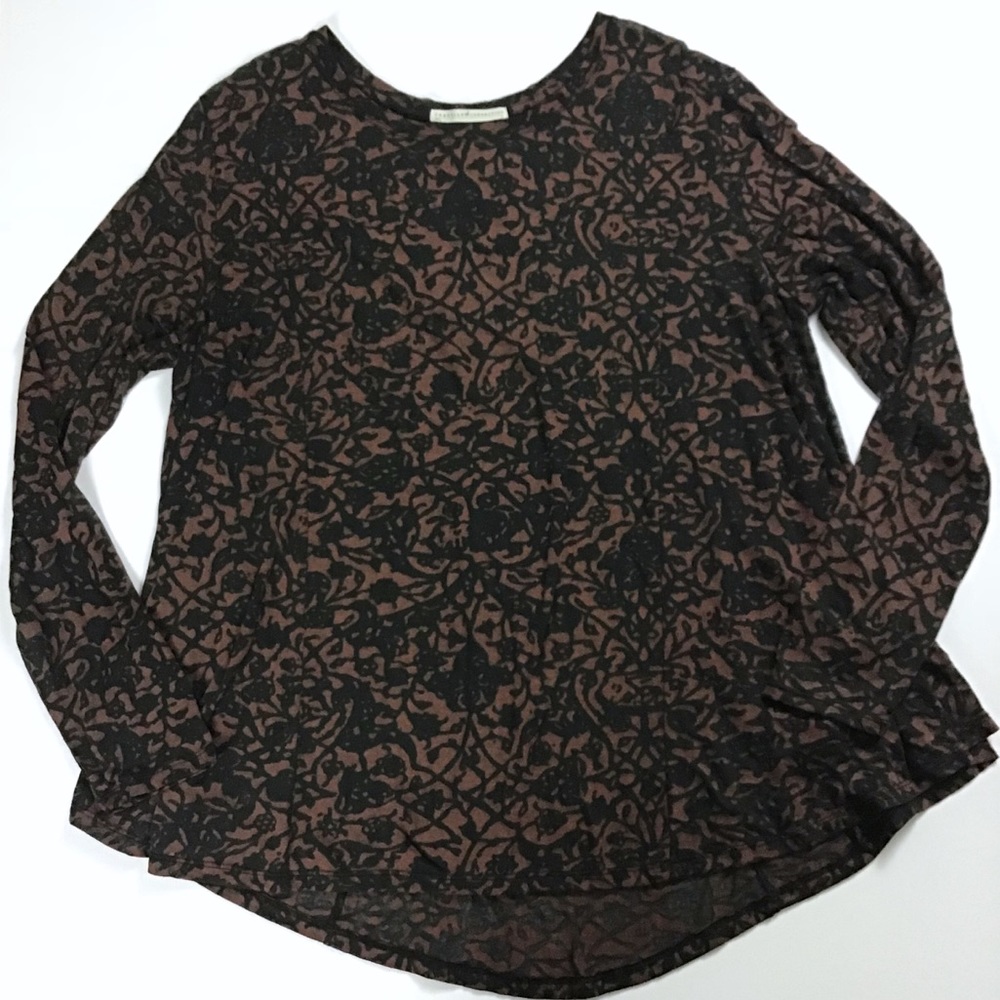 Peruvian Connection black brown long sleeve top XL
